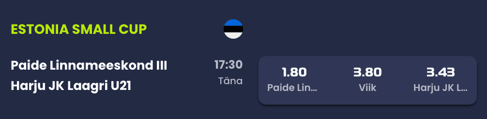 Eesti väike karikas: miks on Paide Linnameeskond III selge favoriit Harju JK Laagri U21 vastu